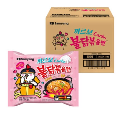 Carbo Buldak Nuclear Fire Fried Super Hot Spicy Noodle 130g x 32 pack - Image 1
